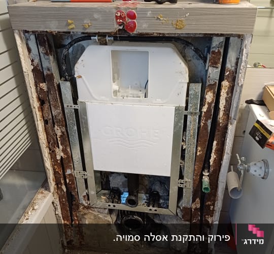 מערכת אינסטלציה עם צינורות וכלי עבודה